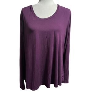 Johnny Was Long Sleeve Bamboo-Blend Top – Purple – Size L-Minimalist Layer Piece